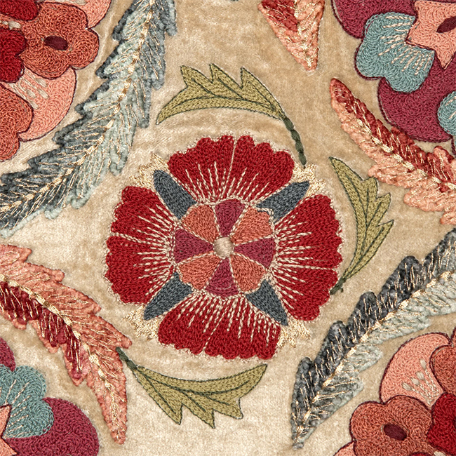 Retro Floral Tassel Square Pillow - alternate view
