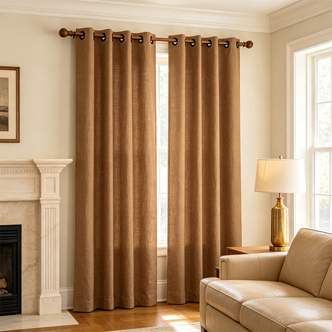 Linen Textured Room Darkening Curtains - alternate view