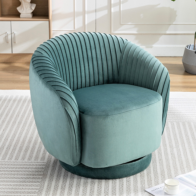 Velvet Swivel Barrel Chair - alternate view