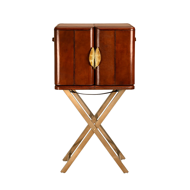 Leather Portable Bar Cabinet
